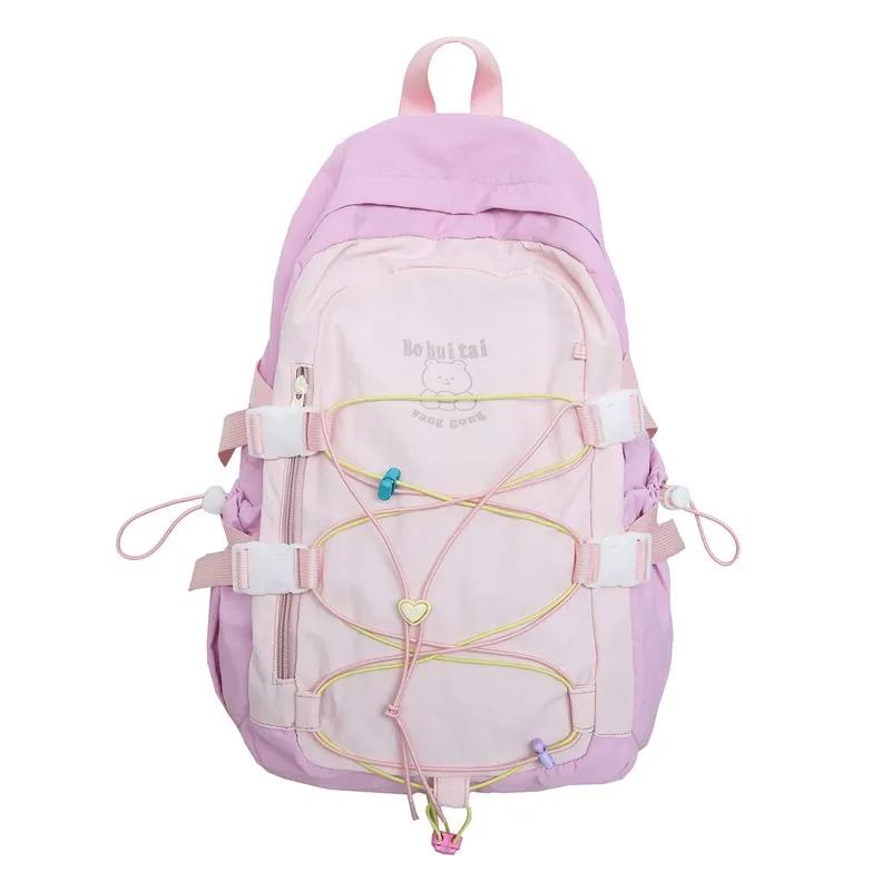 High Quality Solid Nylon Backpack with Soft Shoulder Strap Large Capacity Casual Style Backpack with Air Cushion Strap Simple College Style Bag