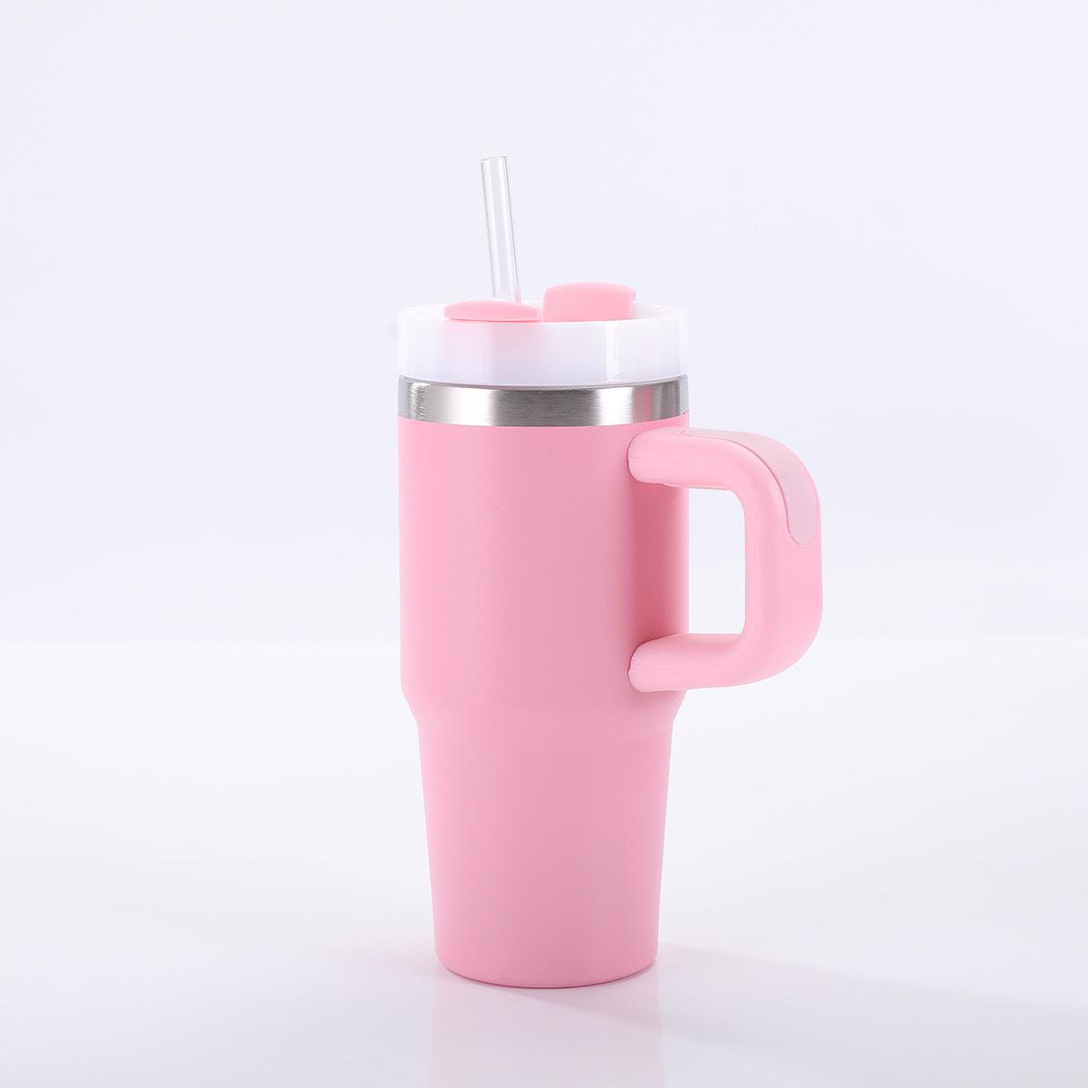 

Термокружка Stanley 14 унций для автомобиля с трубочкой 14oz светло-розовый