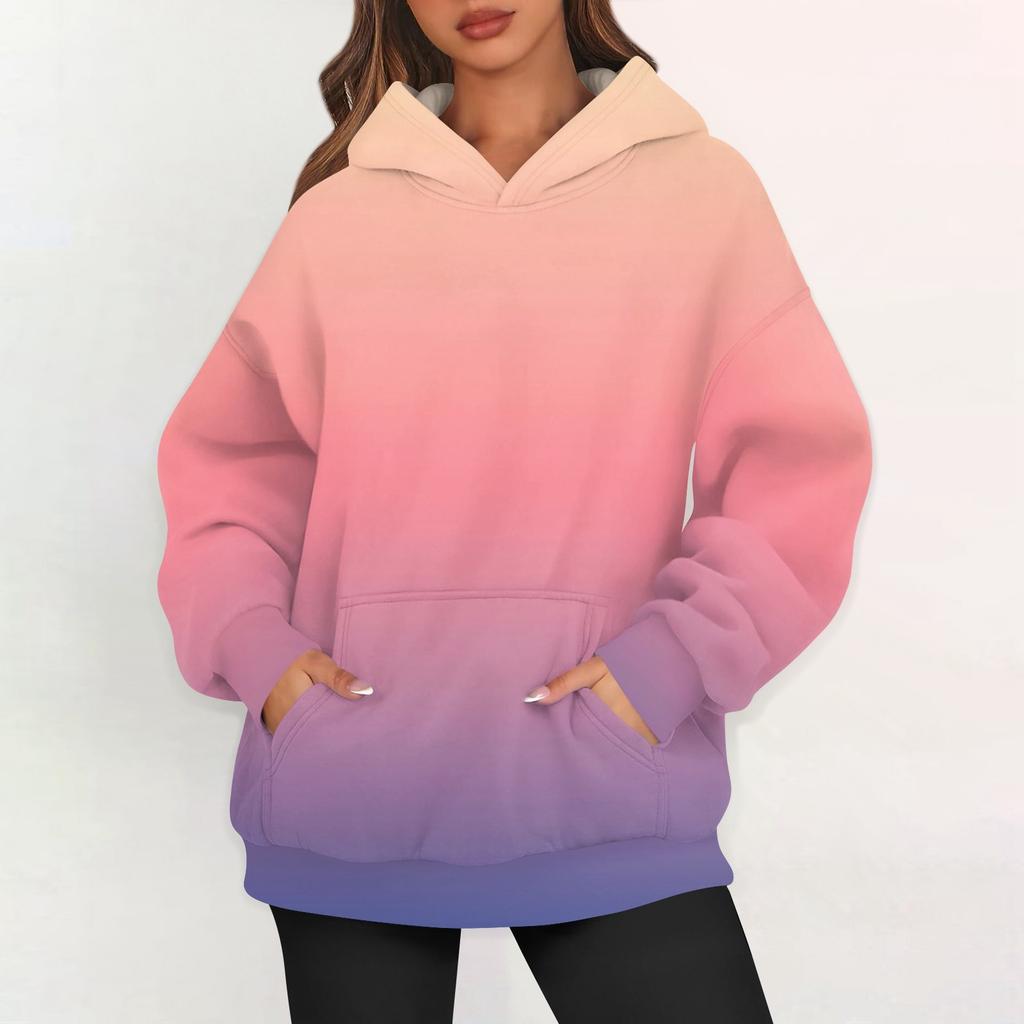 Dámské nadměrné mikiny s fleecovou kapucí, pulovry s dlouhým rukávem, outfity s kapsou