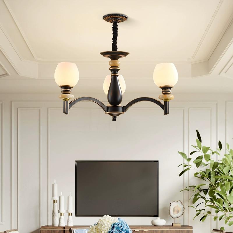 Modern and Simple Chandelier, Ceramic Dining Room Light Study and Bedroom Lamp