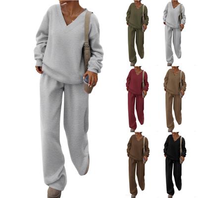 Women's Fashionable Long-sleeved Casual Two-piece Sweatshirt, Loose Wide-leg Pants And Sportswear Set