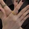 Retro Ruby Gold Floral Lace Index Finger Ring - High-End Light Luxury Style