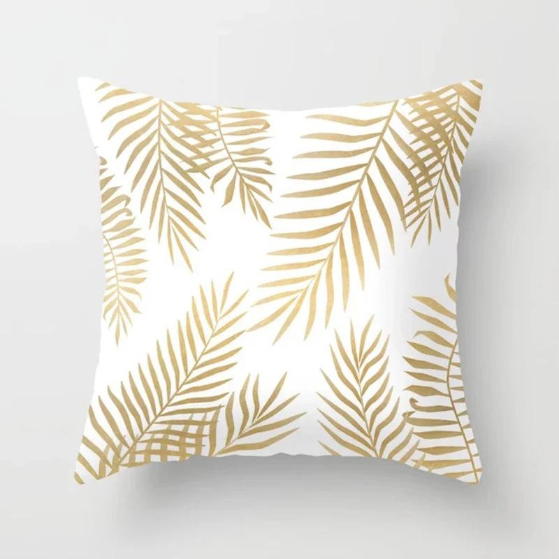 Cushion Cover 45*45cm Golden Leaves Soft Peach Skin Cashmere Throw Pillow Cover Sofa Pillowcase Merry Christmas Home Decor
