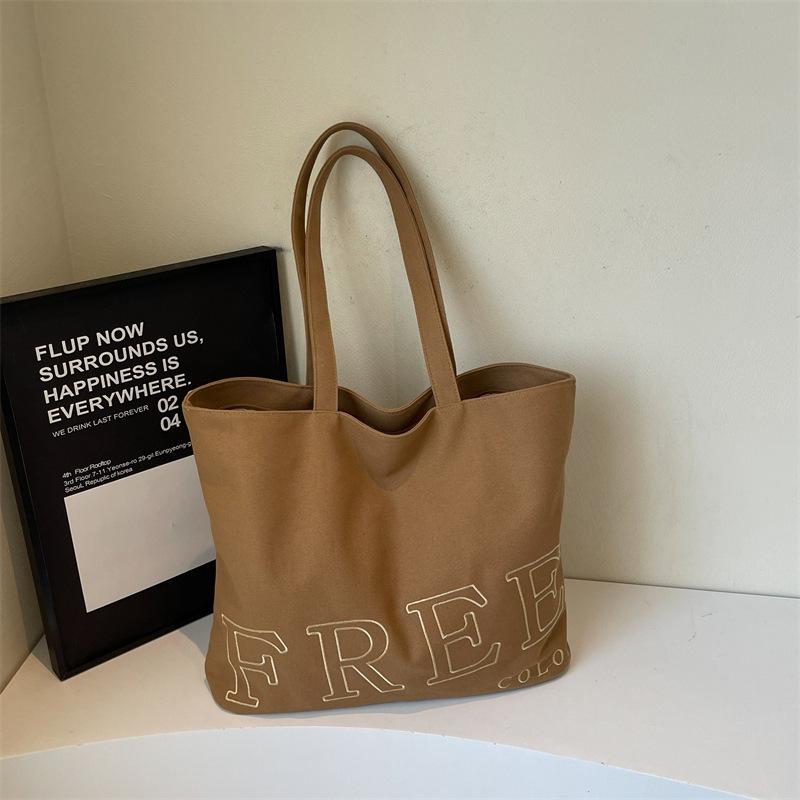 

Холщовая сумка большой вместимости женская 2025 новая сумка на плечо сумка-тоут сумка для мамы японские студенты классная сумка-тоут хаки