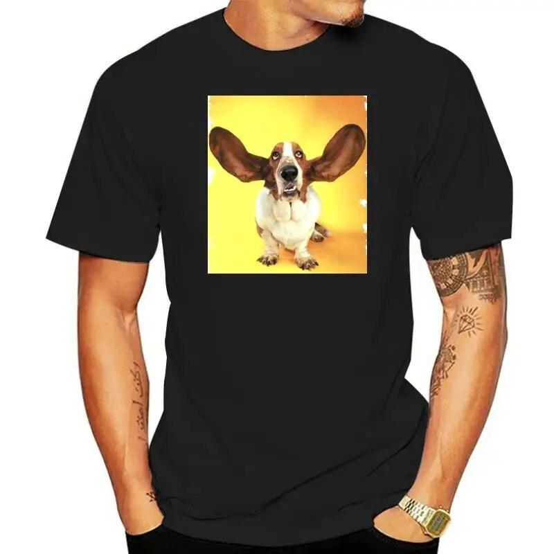 

Хлопковая футболка унисекс с открытыми ушками Basset Hound Ears и принтом
