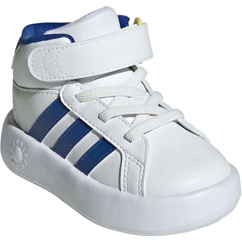 Adidas Grand Court Synthetic Leather Fashion Comfortable Durable Mid-Top Walking Shoes Baby Shoes White JR2579