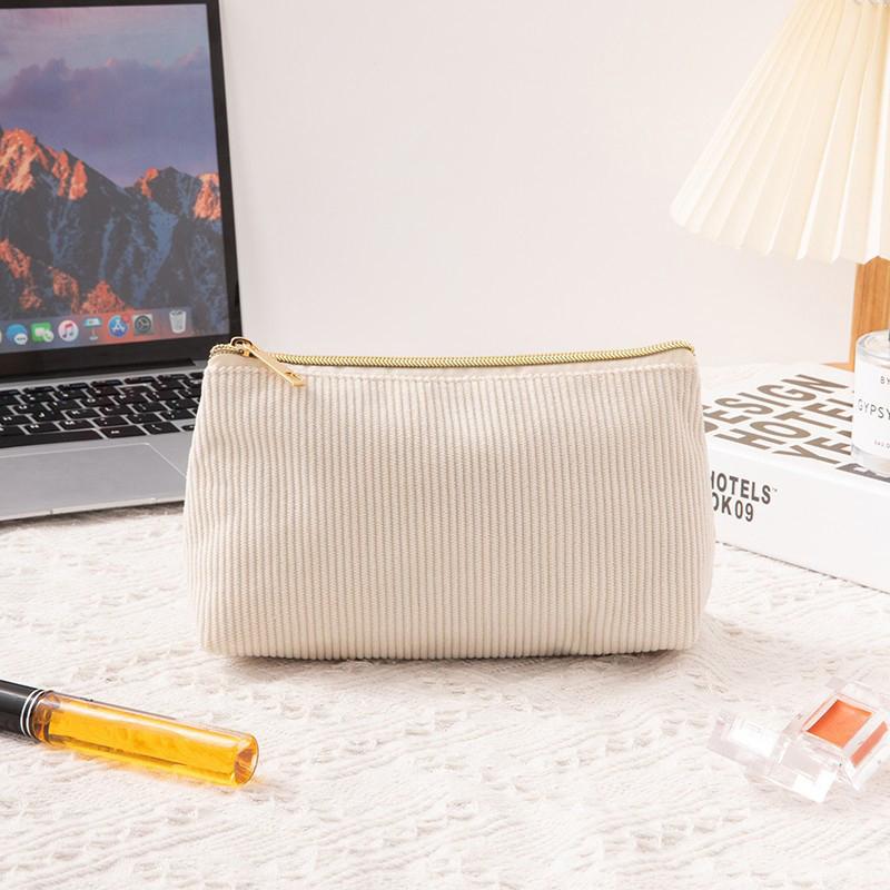 Multi-Purpose Corduroy Storage Bag Cosmetic Bags Portable Travel Makeup Bag Cosmetics Organizer Coin Purse Stationery Bag