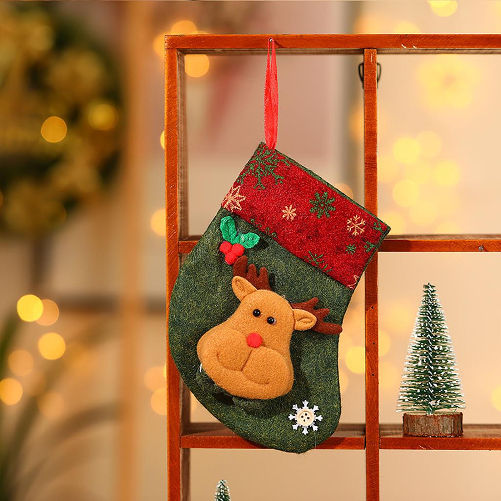 Retro Christmas Socks Gift Bag Christmas Candy Bag Stereo Gift Socks