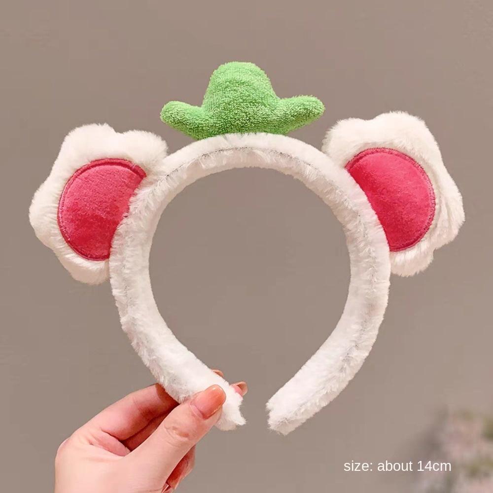 Cute Fruit Bear Ear Hair Hoop Sweet Girl Headwear Fashion Plush Hairband Hair Clip  For Women Girls