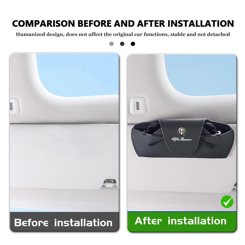 Auto Brillenetui Ticket Kartenhalter Sonnenblende Sonnenbrillenhalter Für Alfa Romeo 159 Giulietta 156 147 Giulia Mito GT Stelvio