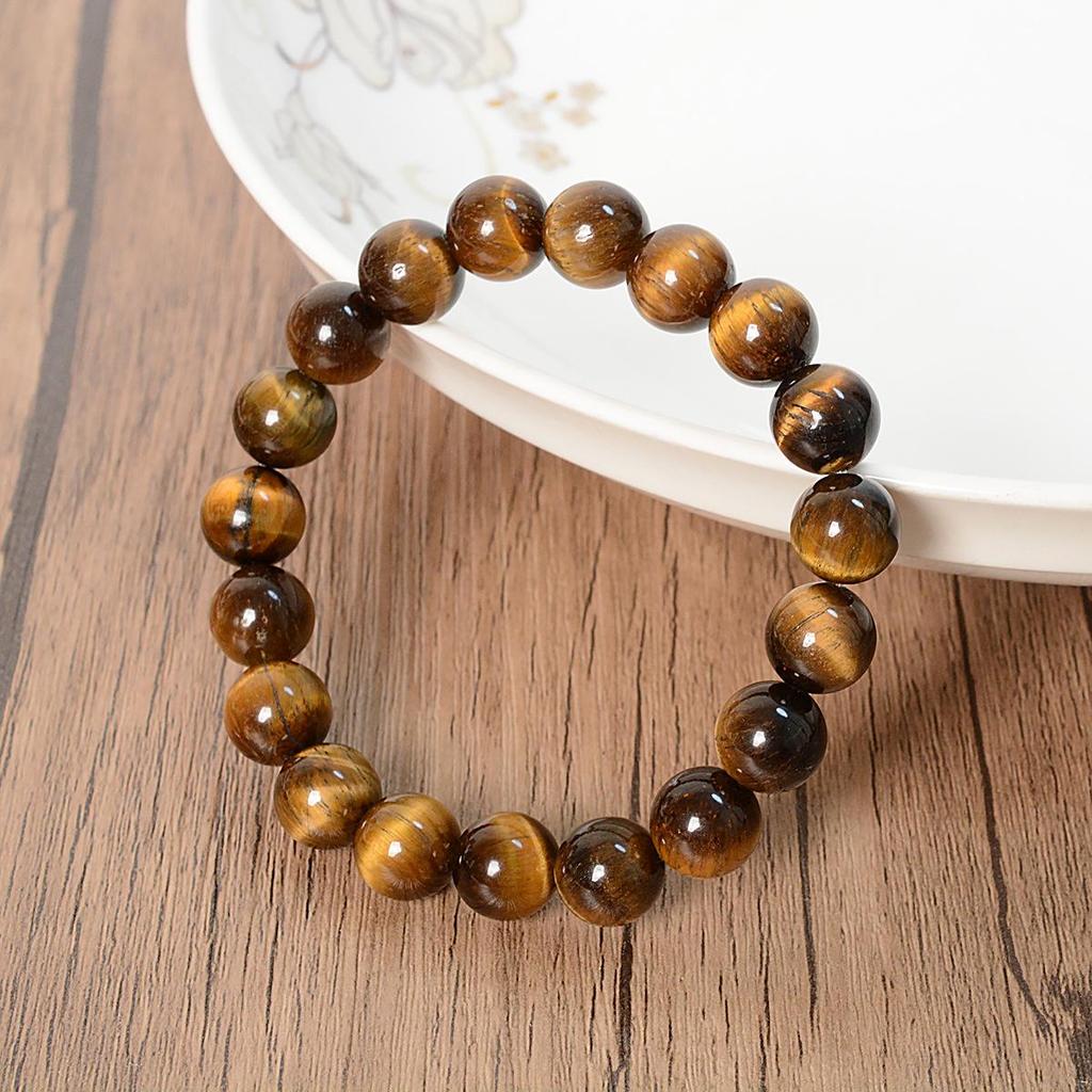 Tiger Eye Stone Beaded Bracelet 10mm for Men & Women, Natural Crystal Bracelet