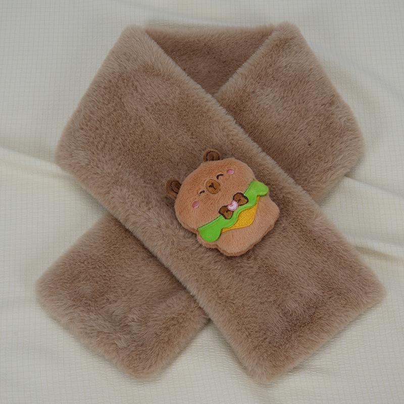 Children's Cartoon Panda Plush Scarf - Warm, Windproof Neck Gaiter for Autumn/Winter Boys & Girls.