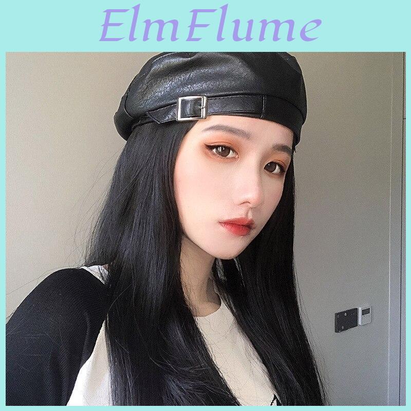 Hat Women Pu Leather Beret Fashion Retro Iron Buckle Painter Cap Wild Octagonal Hat Womens Female Cap Autumn Hat