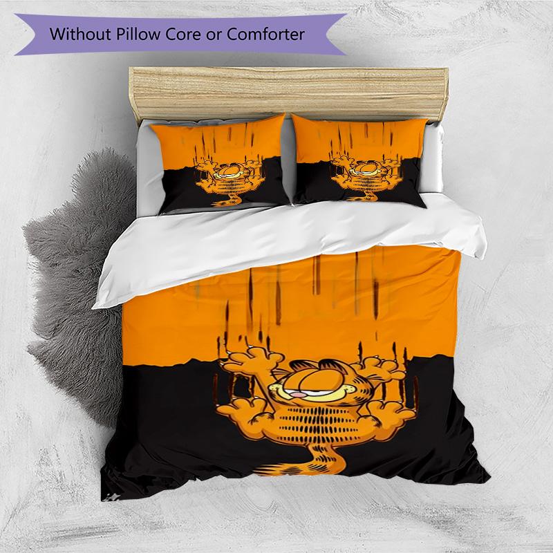 Set copripiumino 3 pezzi (1*Copripiumino + 2*Federe, Senza Nucleo), Set Biancheria da Letto con Stampa Garfield, Decorazione Camera da Letto, Stagione Unica, Regalo di Compleanno