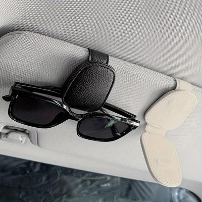 1pc Universal Car Sun Visor Glasses Clip | PU Material, Auto Eyeglasses Holder, Vehicle Interior Accessories, Eyewear Storage Bracket