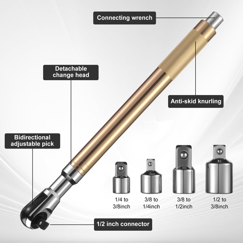 Socket Ratchet Wrench Extender High Torque 1/2" Drive Portable Impact Wrench Adapter for Auto Plumbing Repair Furniture Assembly