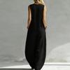 Tuta da donna alla moda con scollo a V e vita stretta, pantaloni a gamba larga