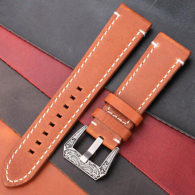Ремешок для часов из коровьей кожи с пряжкой в стиле ретро из нержавеющей стали — фото 9
