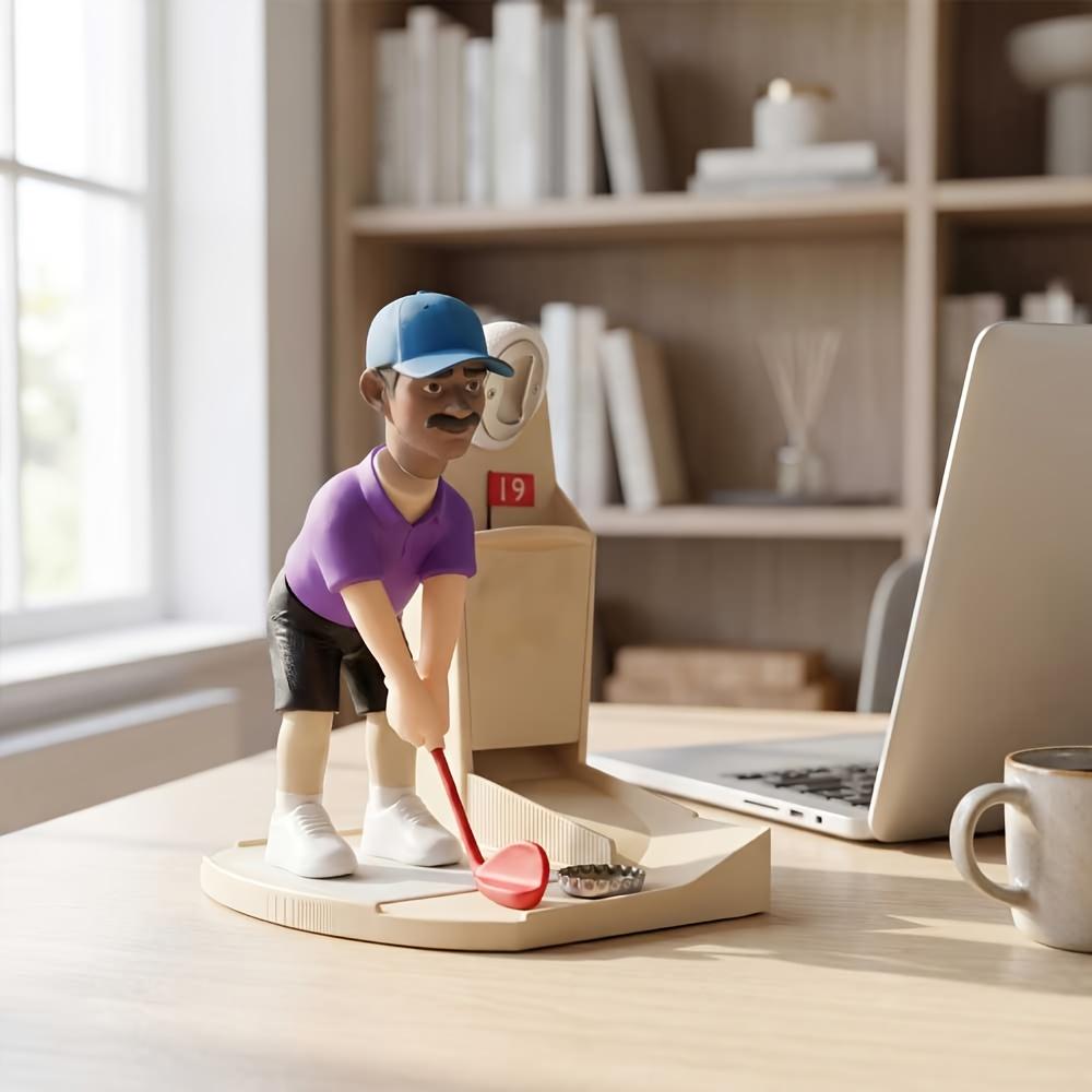 Novelty Golfer Figurine Beer Bottle Opener With Caps Collector Slot Bottle Cap Home Bar Decor Golf Lover Gift Kitchen Gadget