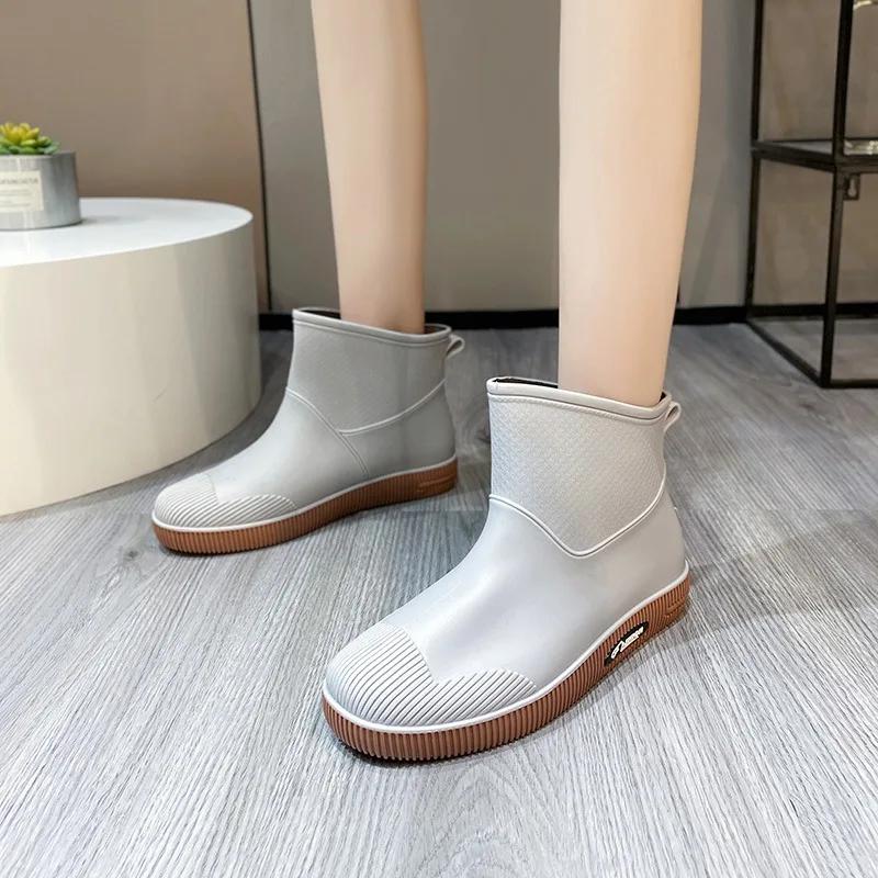 Fashion 2025 Hot Sale Ladies Shoes Slip on Women's Boots Outdoor Rainboots Women Round Toe Flat with Soft Bottom Concise Shoes Women