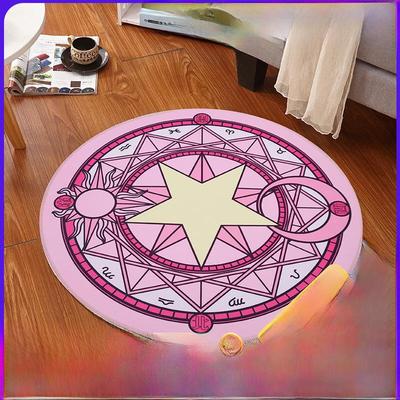 Tappeto da Comodino Cerchio Magico Rosa Cardcaptor Sakura - Tappetino da Pavimento Cartone Animato Carino per Camere da Letto da Ragazza