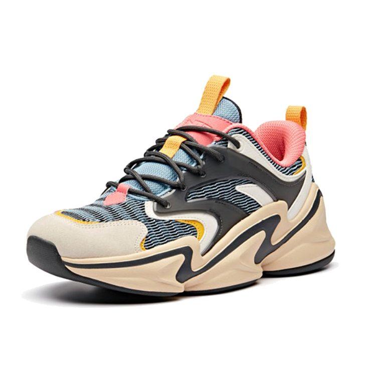 Anta Girly Cushioning Slip Resistant Abrasion Resistant Low Top Running Shoes Women's Beige Black Green 12918881-3