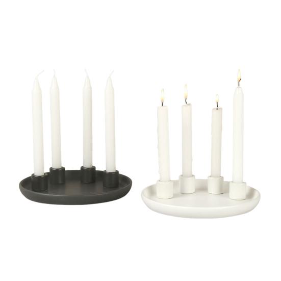 Ceramics Advent Candle Holder Matte Black White Taper Candle Tray 4 Candlestick Seats Dining