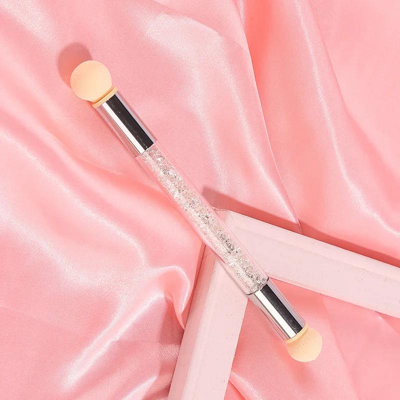 Stilo de umbrire gradient Accesorii pentru pictura pentru arta unghiilor cu două capete Perie pentru punctat unghii Cap burete Mâner cu strasuri Perie pentru arta unghiilor