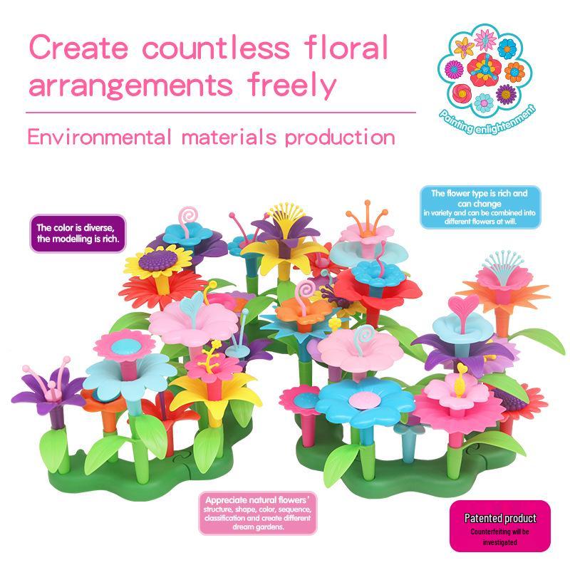 Children's DIY Pop Art Flower Arrangement Building Blocks – Interlocking Garden Toy for Girls