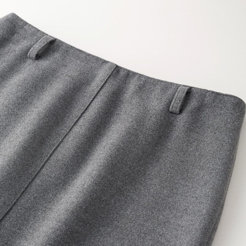 INMAN Elegant Wool Blend A-Line Slit Skirt