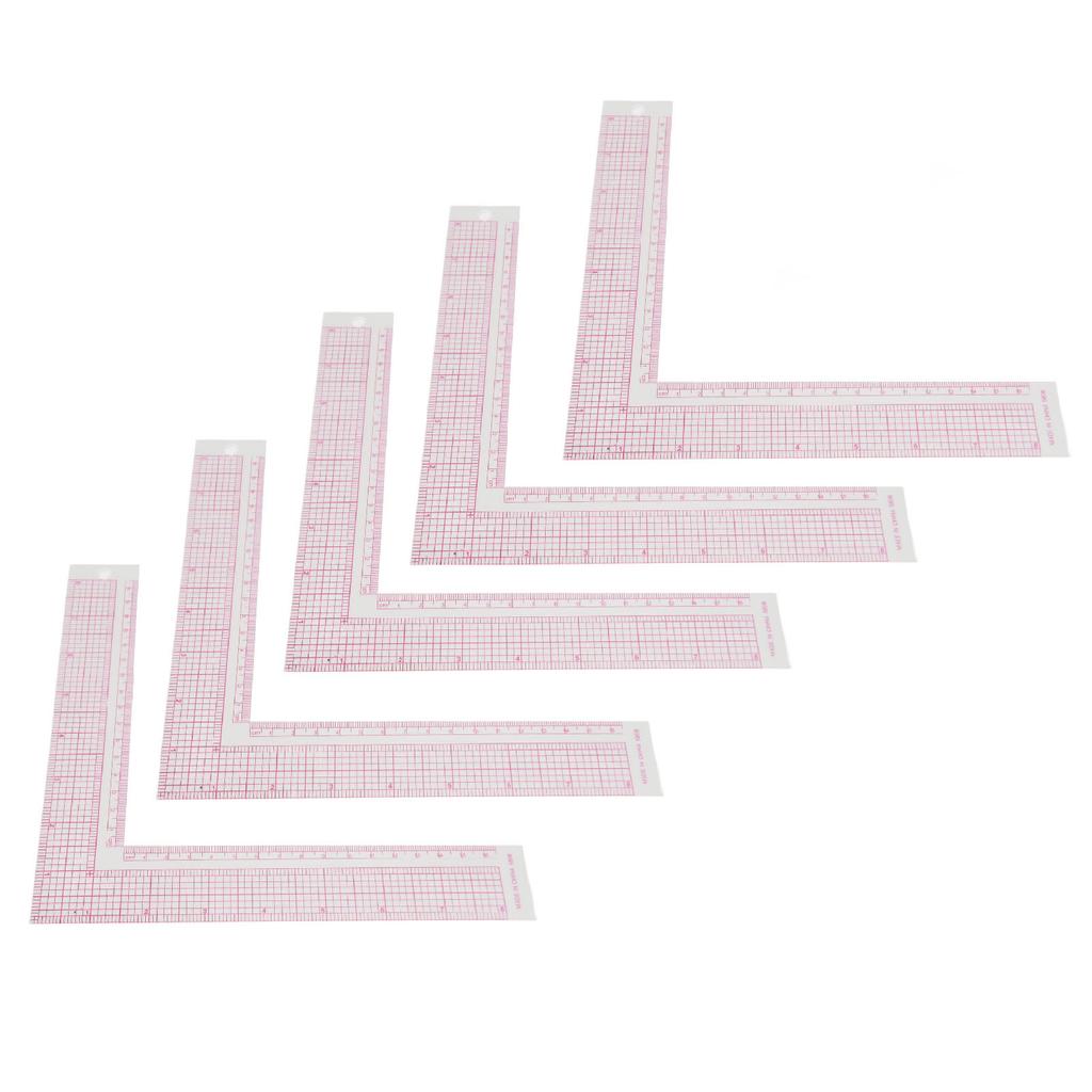 5pcs Sewing Ruler Professional High Accuracy Clear Scale Plastic L Shaped Sewing Measuring Ruler