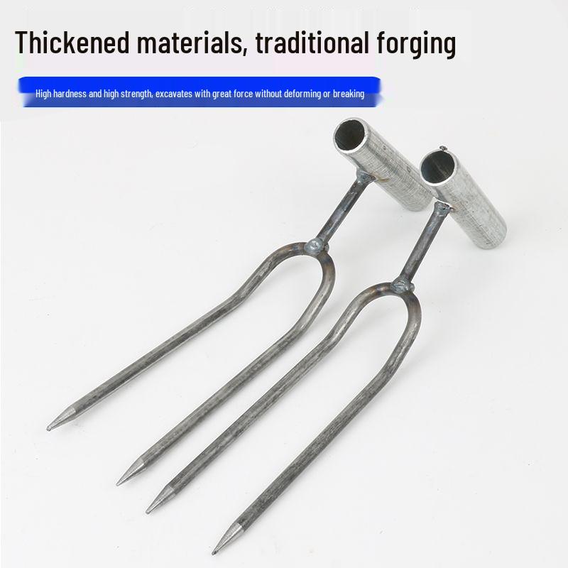 

Handheld Two-Tine Gardening Tool for Soil Loosening, Planting, Fertilizing, and Weeding