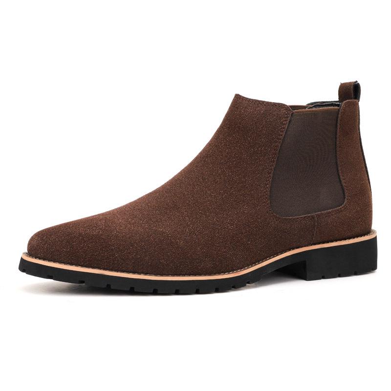 Men's High-Top Suede Leather Chelsea Boots - Autumn/Winter Slip-On Ankle Boots, Plus Size, Formal/Casual Use