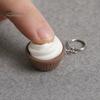 Decompression Button Keychain 3D Printed Simulation Cake Fidget with Metal Key Ring, Dessert Squeeze Toy Click & Detachable Design, Cute Food