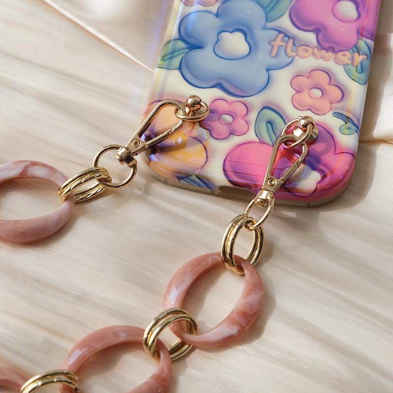 Nové príslušenstvo k telefónu Odnímateľné časti Retiazka Candy Crossbody Kovový Luxusný remienok Ženy Puzdro na telefón Retiazky Akrylová retiazka na rameno