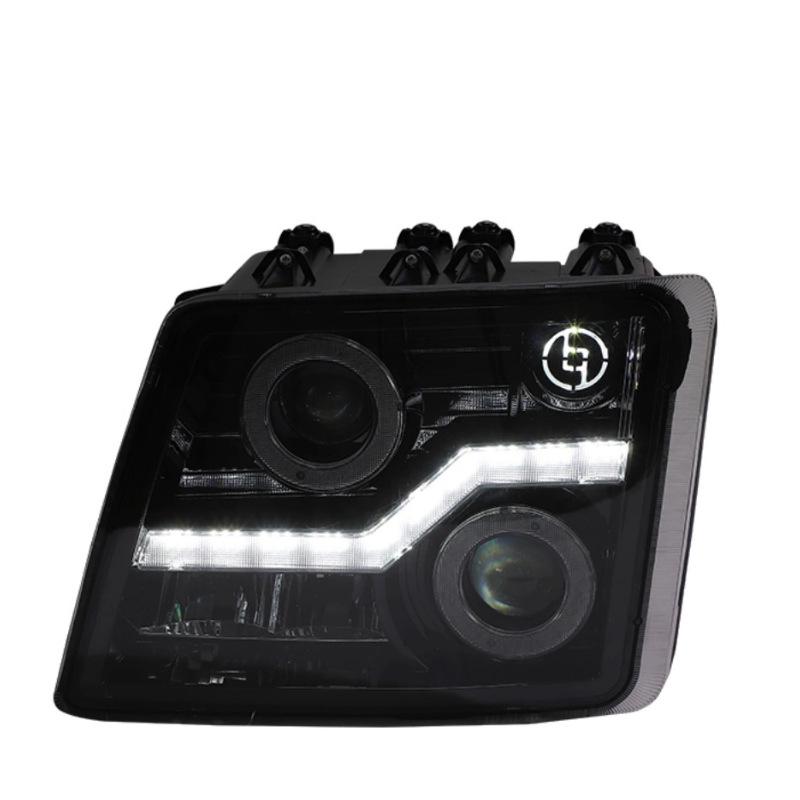 Man GTL H4-B Dump Truck LED Headlight Assembly: Dual-Lens High-Brightness Smoked Spotlight Driver s Side Left