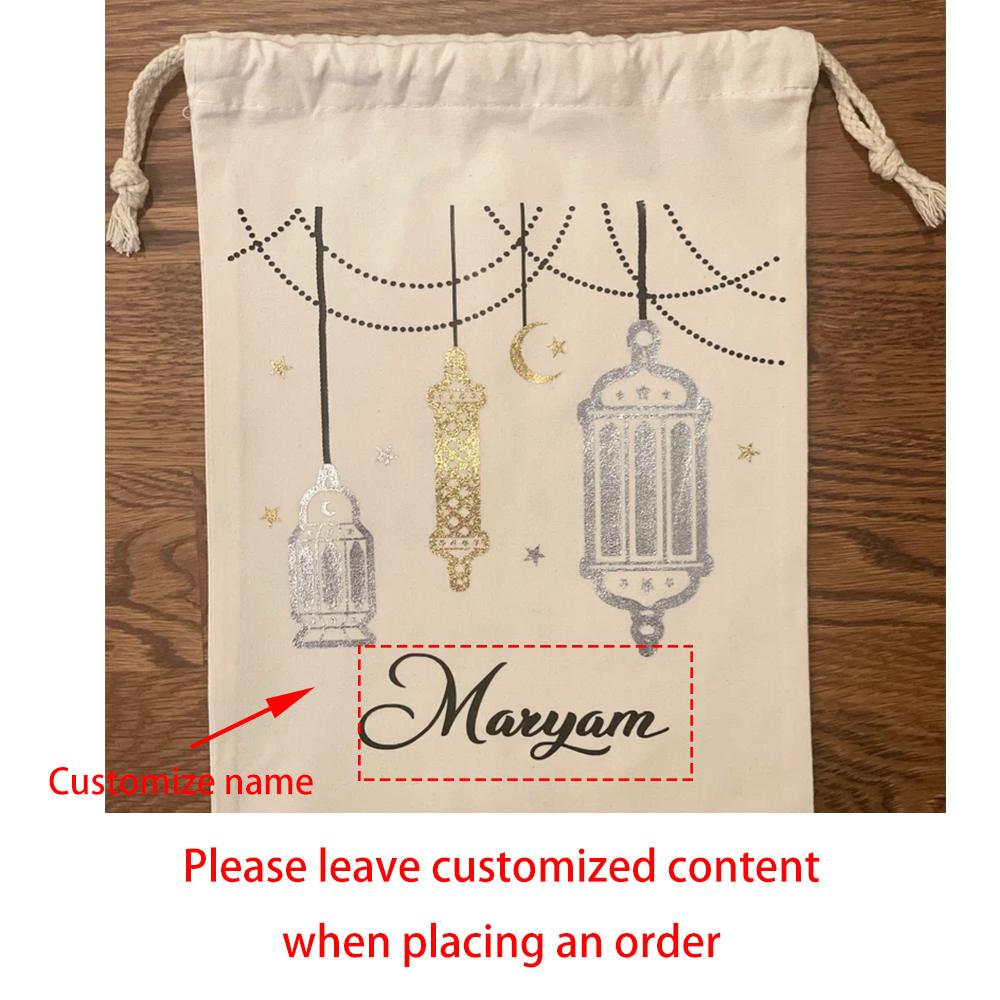 

Personalised Eid Mubarak Sack Children Gift Bag Eid Al-Fitr Muslim Islamic Kareem Ramadan Mubarak Decor Kid Boy Girl Present 30X40cm