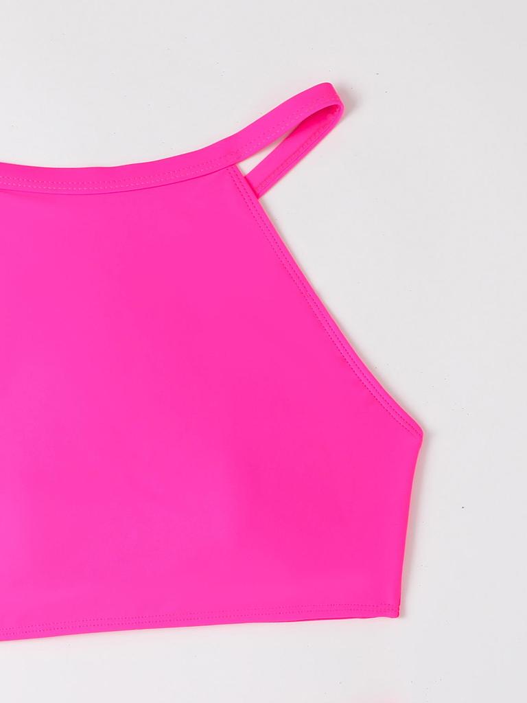 European & American Sporty Bikini: Sexy Bandeau Crop Top with Elegant Back and Split Swimsuit Design