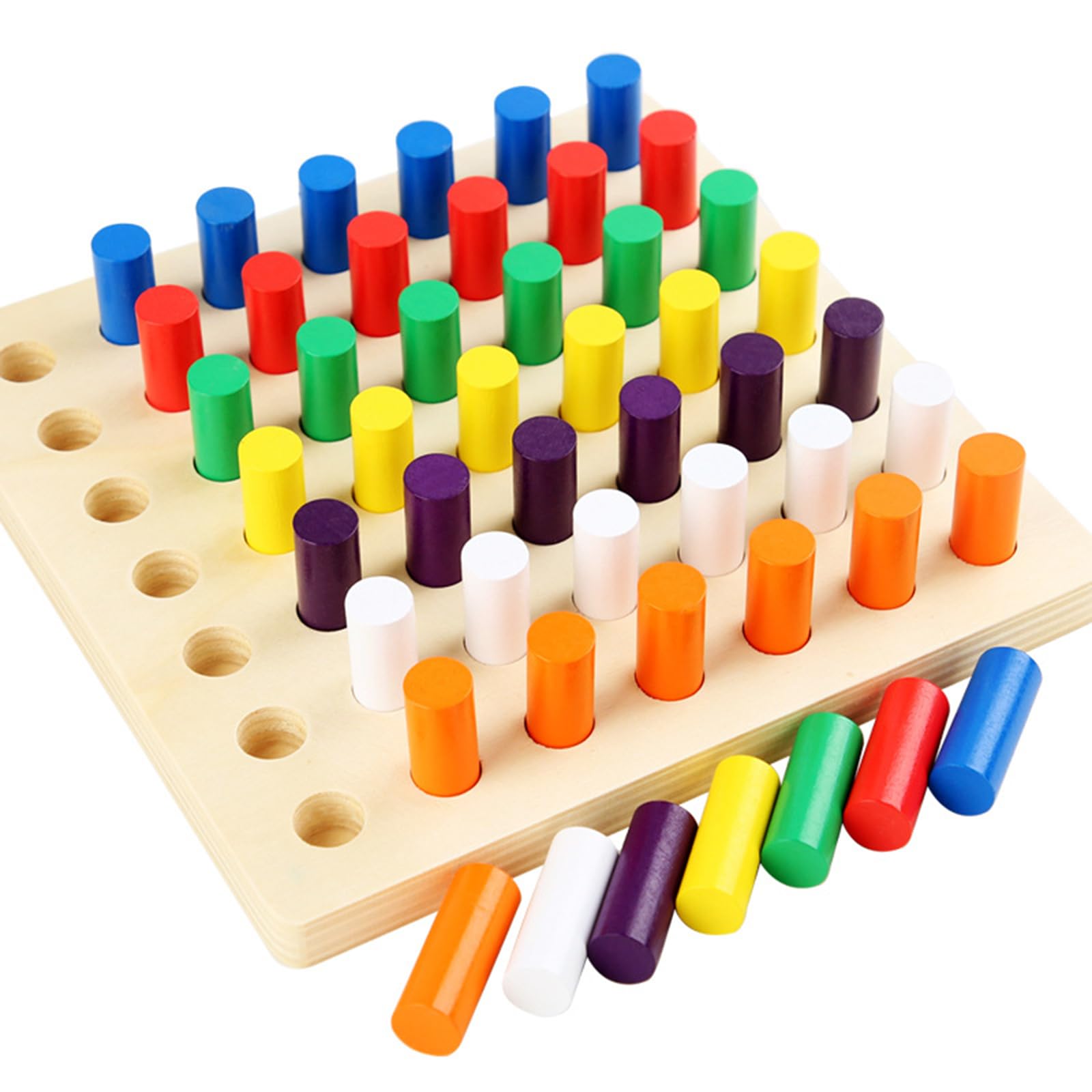 

Montessori Colored Cylinder Blocks, 7-Color Set, Educational Toy for Young Children, MonteKids, Authentic Teaching Materials, Color Recognition Toy,