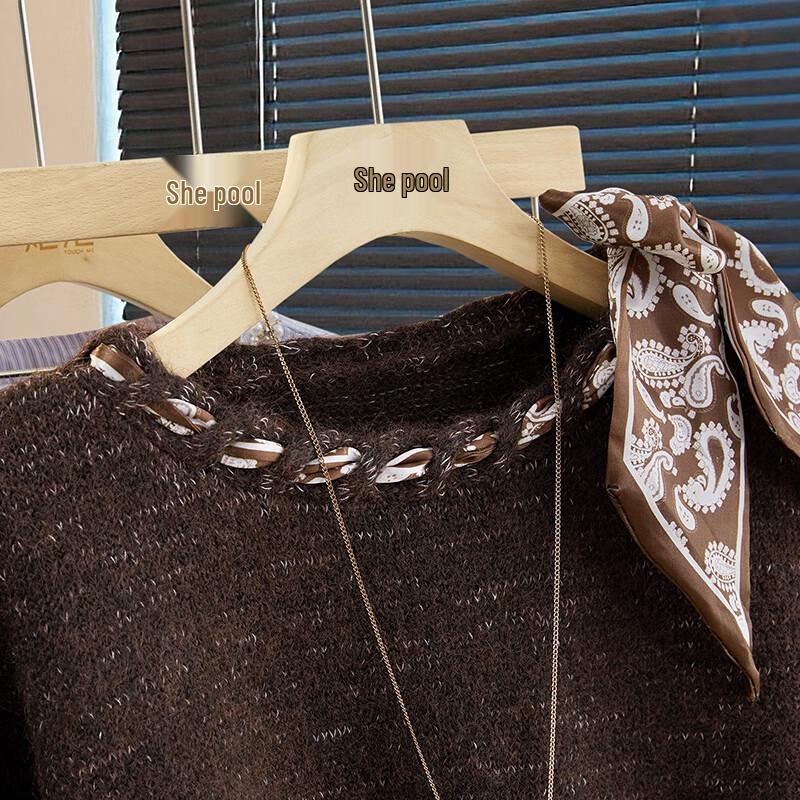 Women's Loose Fit Wool Blend Round Neck Pullover Sweater