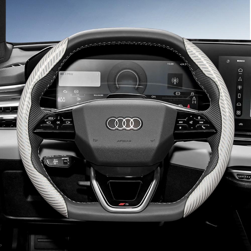 Suitable for 4HGVI Carbon Fiber Texture Steering Wheel Cover with Segmented Quick-Release Design, Durable, for Models Such as Q5 Q3 A4 A6 Q7