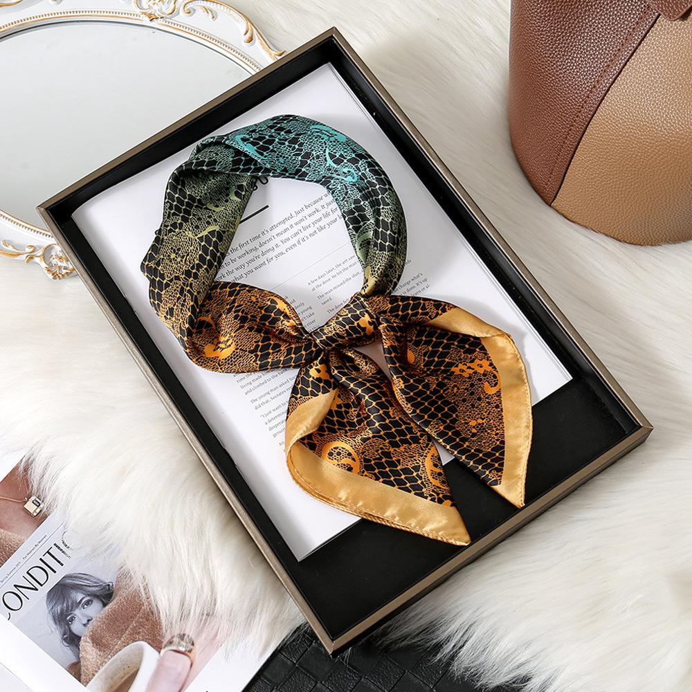 Camellia Flower Simple Silk Scarf Female Shanghai Story Thin Mom High-End Small Square Scarf Scarf