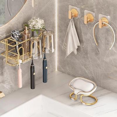 1/4Pcs Self-Adhesive Wall Hooks Acrylic Bathroom Hooks For Hanging Waterproof Luxury Adhesive Hook Towel Holder Home Accessories