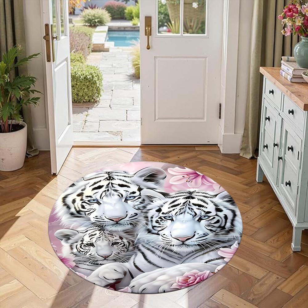 Tiger Round Carpet Design for Decorate room Outdoor Study room Balcony Antislip Round Carpet Decorate Offices Perfect Gift for Women Men