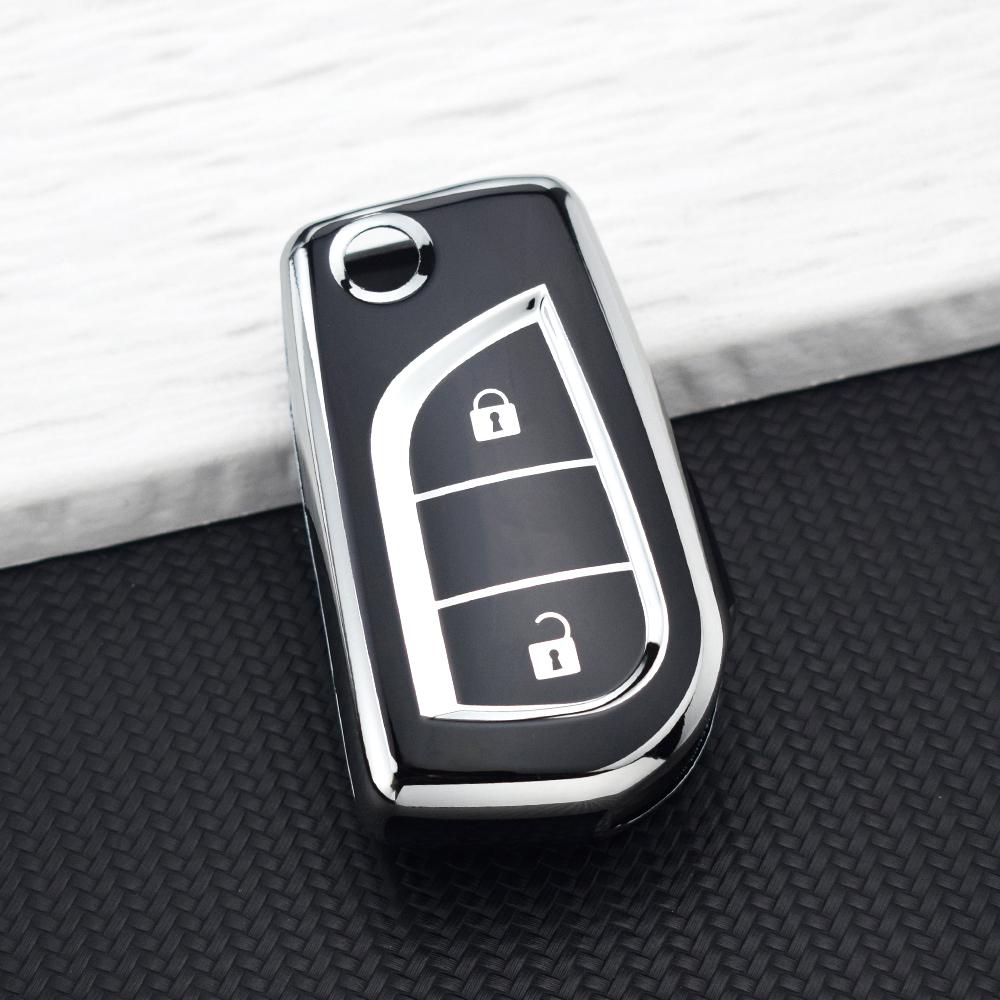 

2/3/4 Buttons Smart Flip Key Case Protector with KeyChain for Toyota Camry RAV4 Highlander Corolla Fortuner Tundra Key Fob Cove