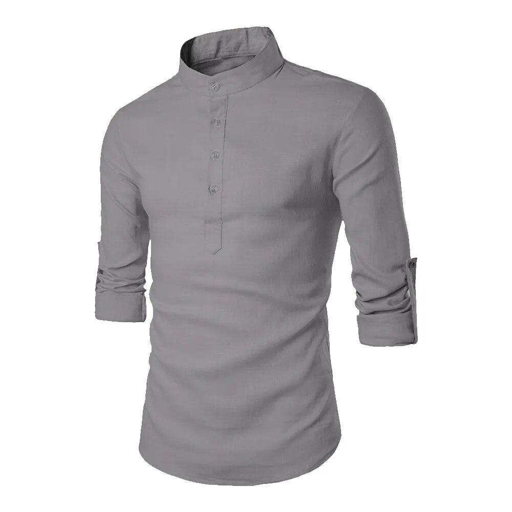 New Men's Casual Blouse Cotton Linen Shirt Loose Tops Long Sleeve Tee Shirt Spring Autumn Casual Handsome Men Shirts