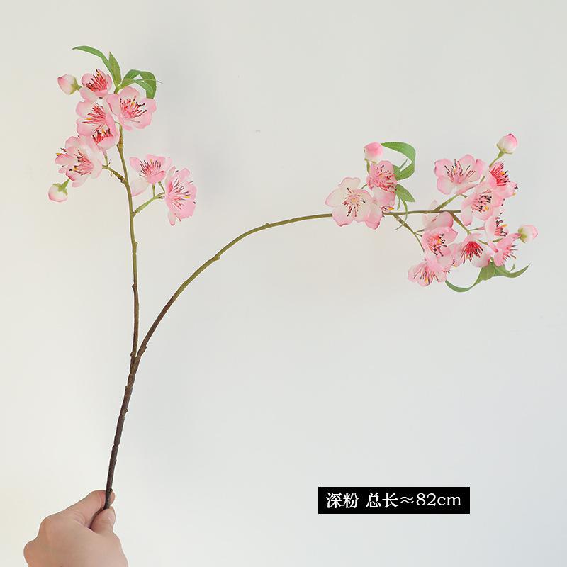 

Simulated single-branch peach blossom, hotel living room ornament decorative dried flowers темно-розовый