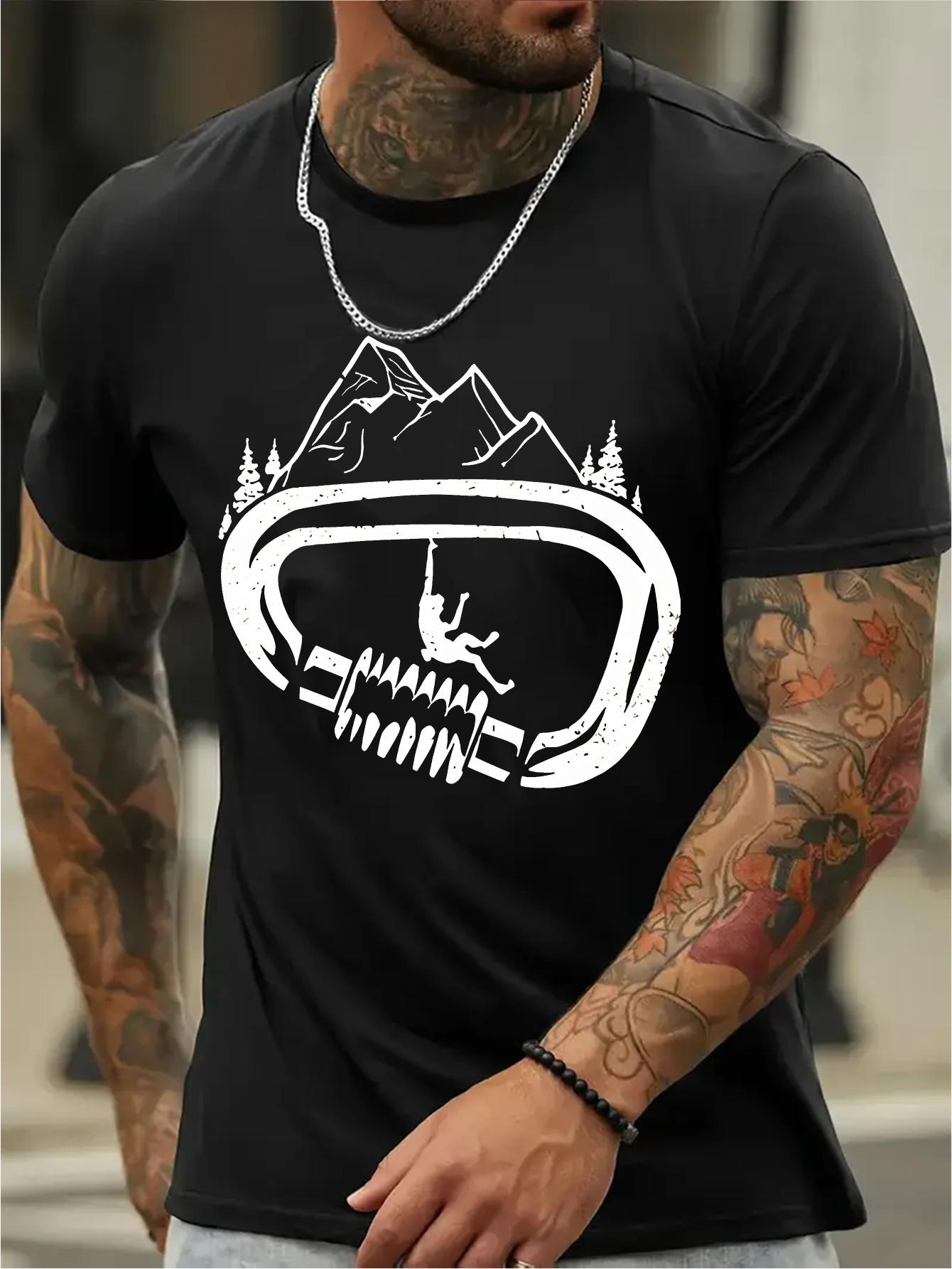Navy Blue Graphic T-shirt - Stretch Knit Fabric for Gym XXL