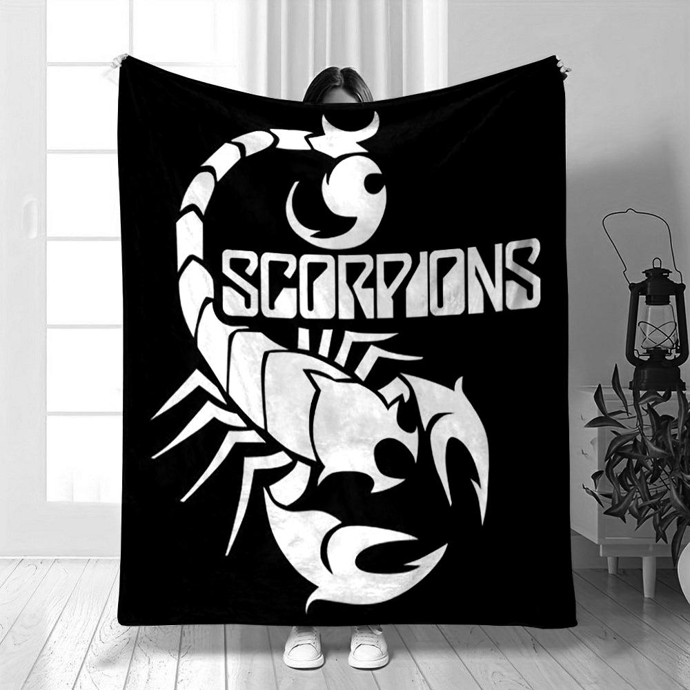 Scorpion Design Black and White printed Flannel blanket for bedroom, living room, sofa, and nap