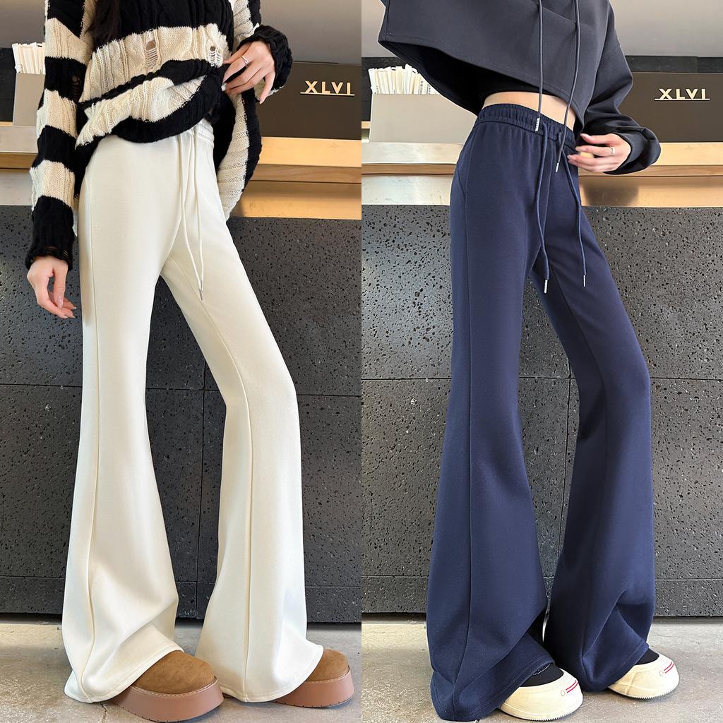 White Micro-pull Sweatpants Women's New Casual Loose Small High-waisted Thin Casual Flared Pants